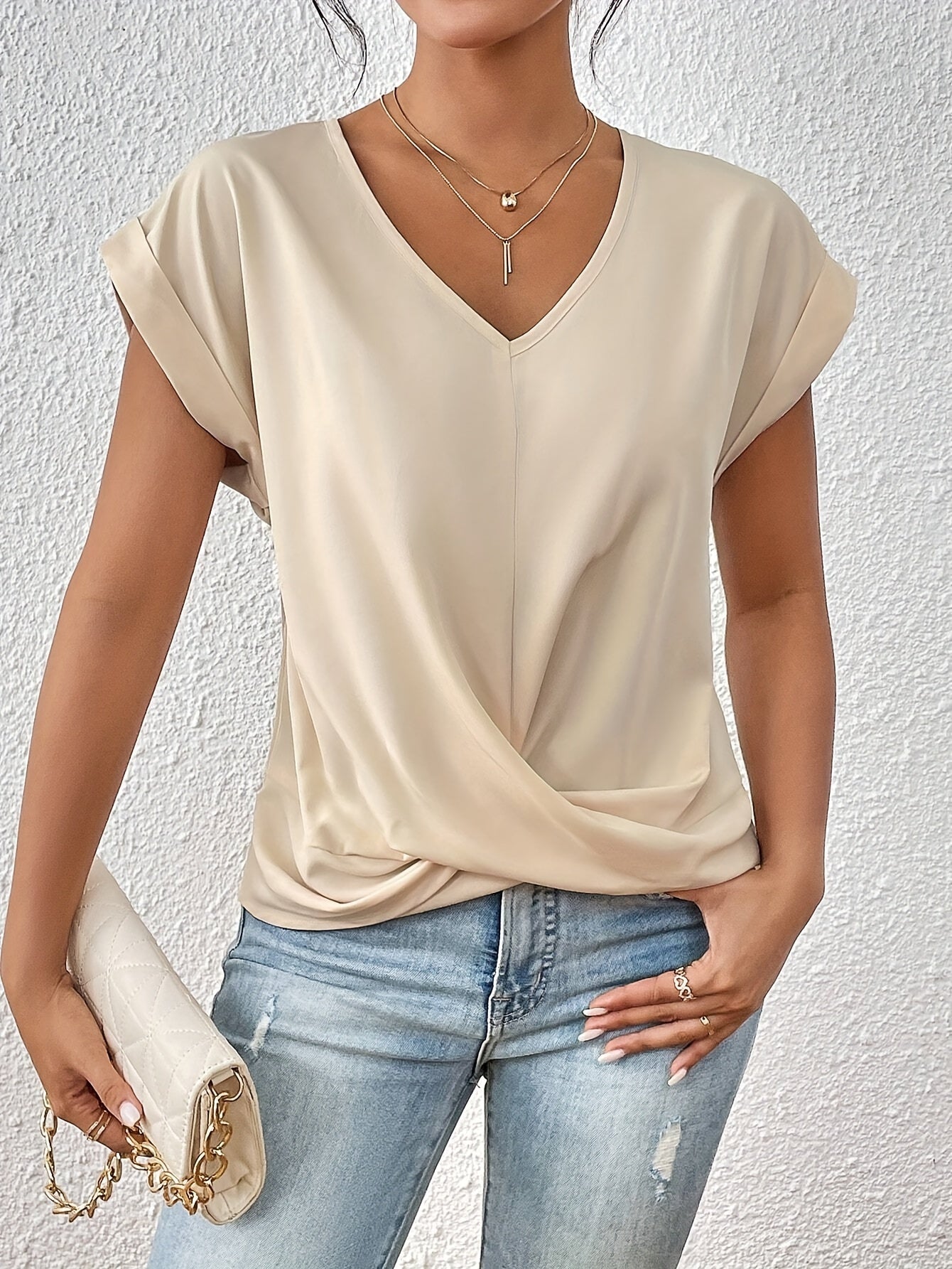 LuxeTwist™ Draped V-Neck Top