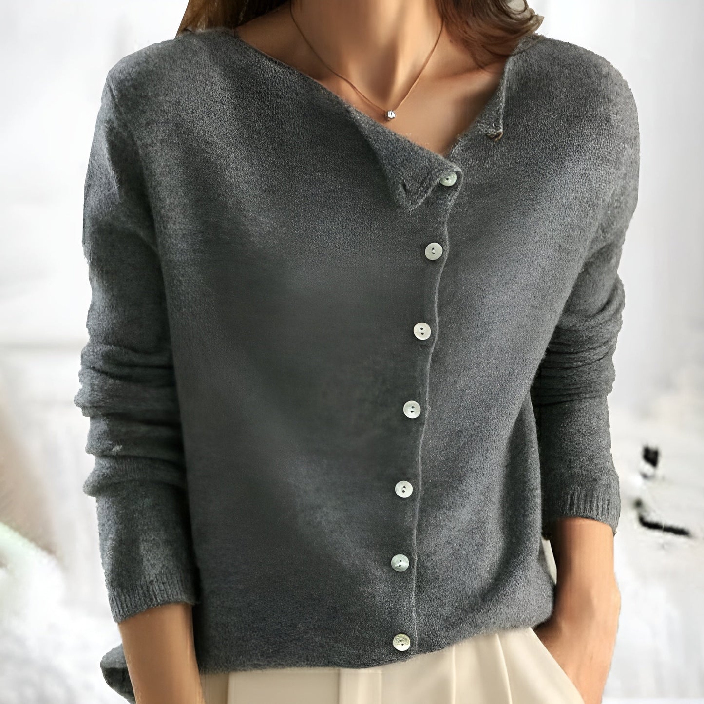 SlateCharm™ Asymmetrical Cardigan