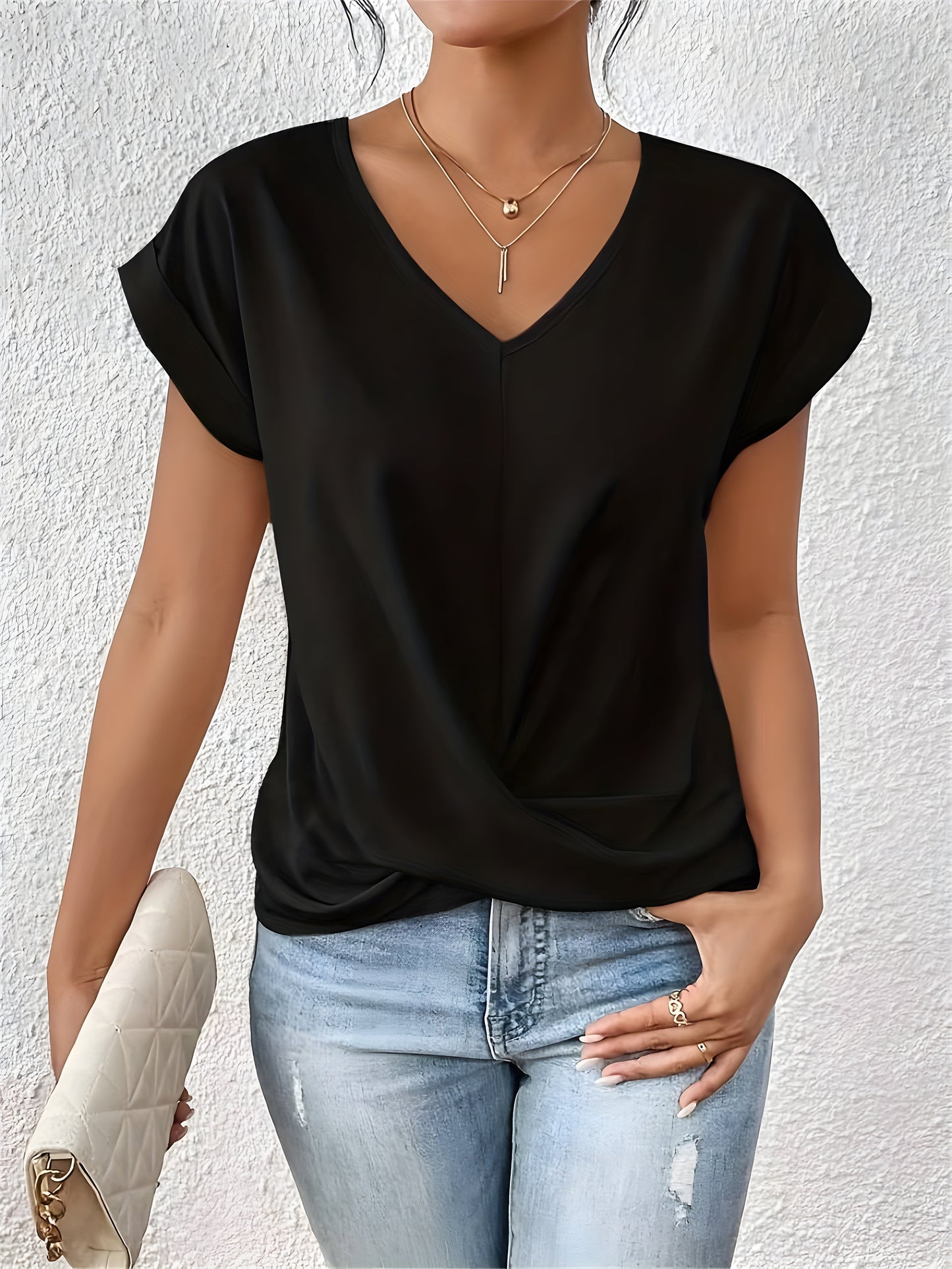 LuxeTwist™ Draped V-Neck Top