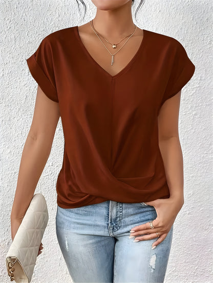 LuxeTwist™ Draped V-Neck Top