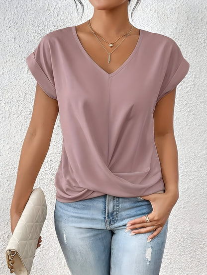 LuxeTwist™ Draped V-Neck Top