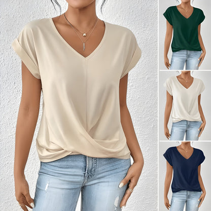 LuxeTwist™ Draped V-Neck Top