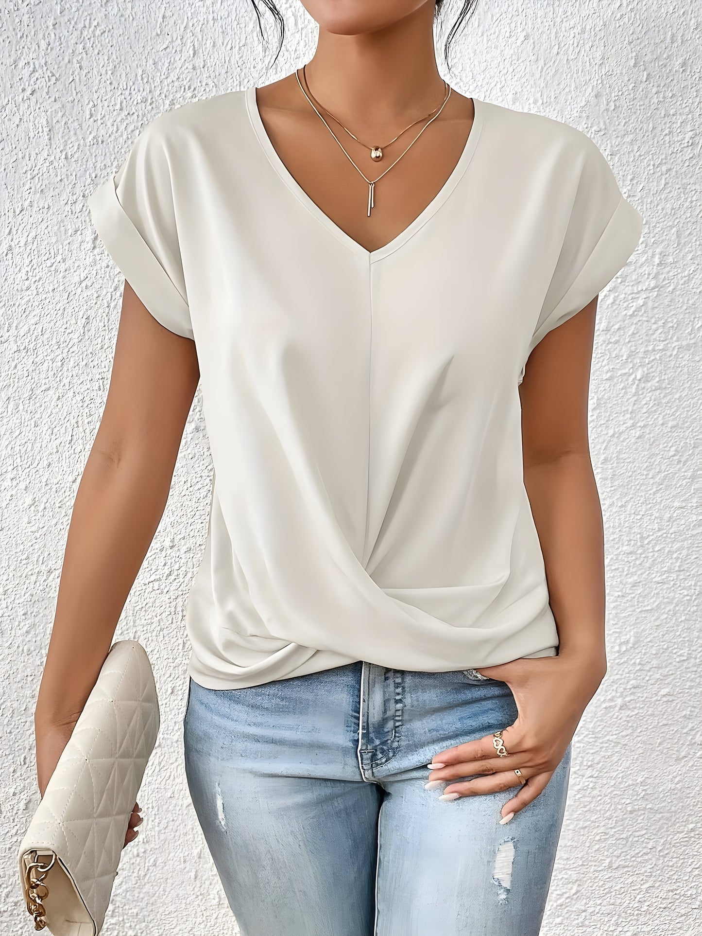 LuxeTwist™ Draped V-Neck Top