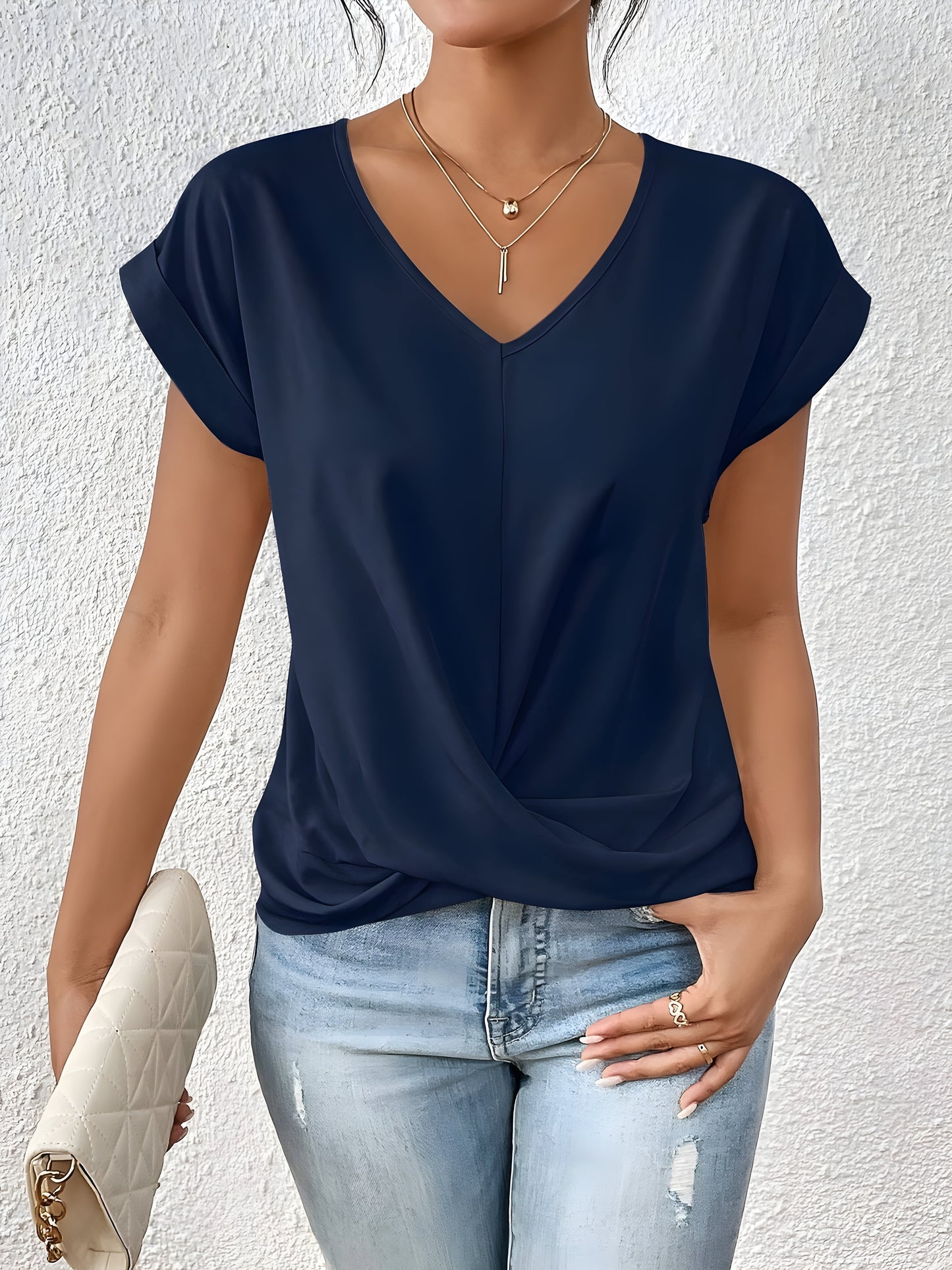 LuxeTwist™ Draped V-Neck Top